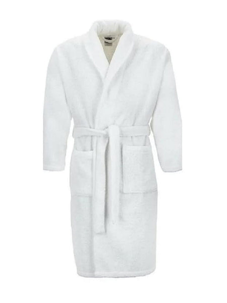Unisex Bathrobe 100% Egyptian Cotton Terry Toweling Shawl Dressing Gown White Perfect for Hotel Spa Mens & Womens Robe