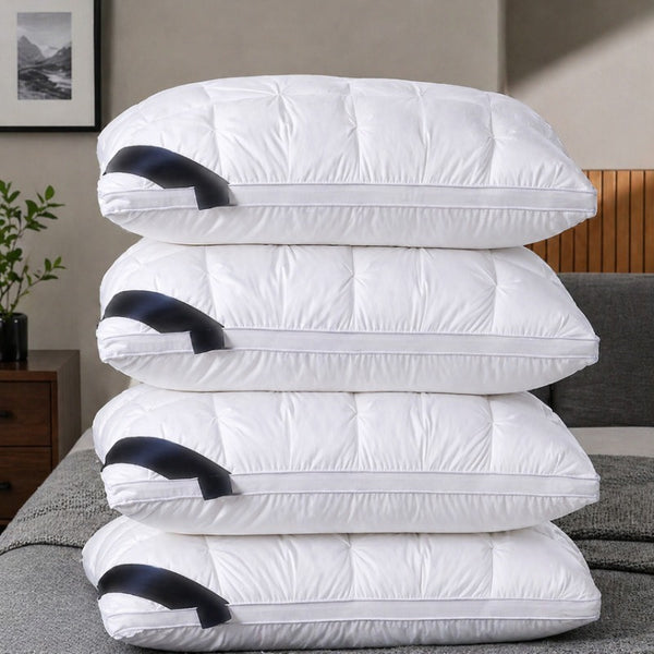 4PCS 5-Star Hotel Quality Pillows Premium Non-Collapsible Pillow Core Soft Breathable Machine Washable All-Season for Home Bedroom Daily Rest Improved Sleep Quality