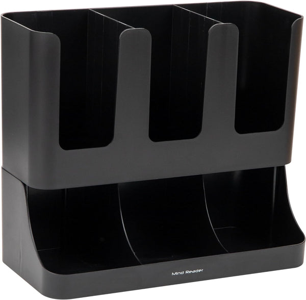 VCCUIOB Mind 6 Compartment Upright Breakroom Coffee Condiment and Cup Storage Organizer, Black