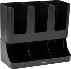 VCCUIOB Mind 6 Compartment Upright Breakroom Coffee Condiment and Cup Storage Organizer, Black