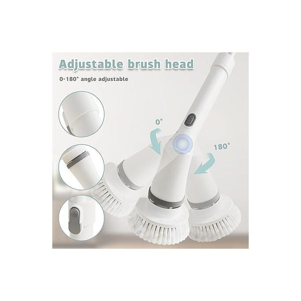 Electric Cleaning Brush, Cordless Spin Scrubber With 6 Interchangeable Brush Heads, Adjustable Telescopic Rods 35-116 Cm, 2 Rotation Speeds, For Bathroom, Kitchen, Tiles, Floor