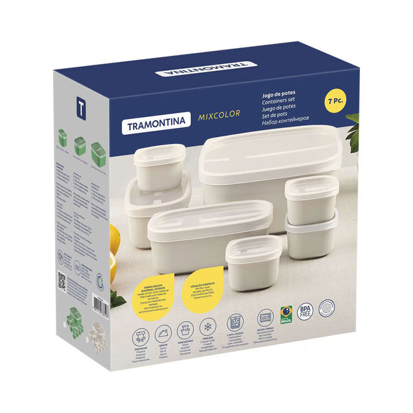 Tramontina Food Storage Set, 7 Piece - Cream