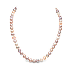 7.5Mm Cultured Freshwater Multi Colour Pearl Necklace, 18Ct Yellow Gold