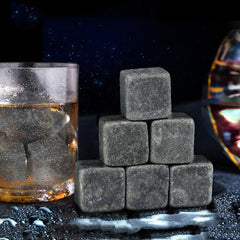 Whiskey Stones Gift Set 9pcs Luxury Wooden Box Chilling Rocks Ice Cubes Serve