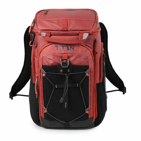 Titan 26 Can Backpack Cooler with 2 Ice Walls in Red