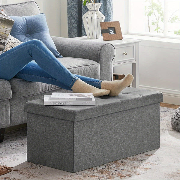 80L Large-Capacity Foldable Storage Stool Is Suitable for Storage Footstool in Living Room, Corridor and Bedroom.