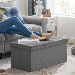 80L Large-Capacity Foldable Storage Stool Is Suitable for Storage Footstool in Living Room, Corridor and Bedroom.