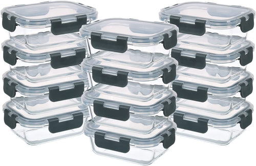 GULFLIN 24-Piece Small Glass Food Storage Containers with Lids Airtight, 1.5 Cup Meal Prep Containers Set, Microwave&Dishwasher Safe, Leak-Proof, Bpa-Free, Grey