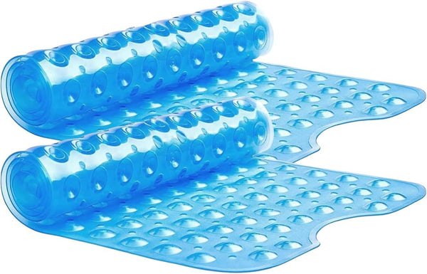 MOONLIGHT20015 Shower Bath Mat Non Slip anti Mould & Mildew with Strong Suction Cups Grip and Drain Holes Soft Rubber Shower Mats - PVC Bathroom Mat Machine Washable (70X38Cm, White)