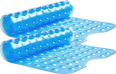 MOONLIGHT20015 Shower Bath Mat Non Slip anti Mould & Mildew with Strong Suction Cups Grip and Drain Holes Soft Rubber Shower Mats - PVC Bathroom Mat Machine Washable (70X38Cm, White)