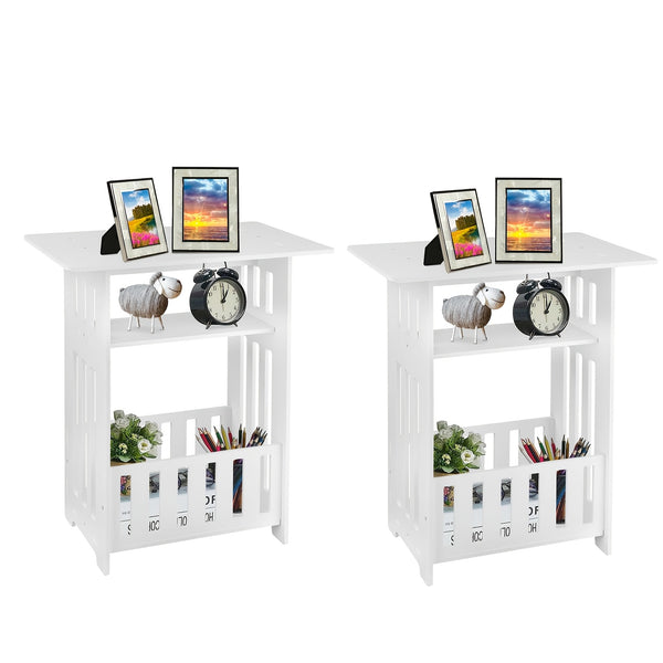 Modern Wooden Nightstand with Three Tiers, Measuring 49X46X29.5Cm, Suitable for Bedrooms, Living Rooms, And Hallways, Easy to Assemble, Can Also Serve As a Coffee Table