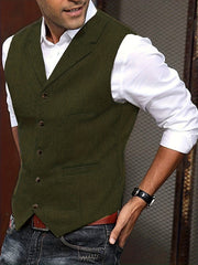 Men'S Vest Retro Fashion Groom Wedding Party Vest Men'S Herringbone Casual Business Waistcoat