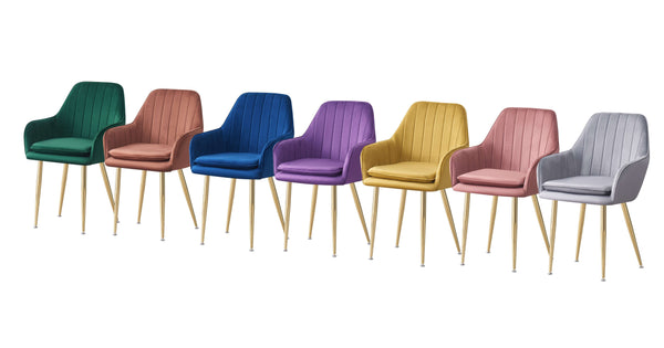 MOF Velvet Dining Chairs Kitchen Chairs Living Room Chairs with Sturdy Metal Legs Reception Chairs with Backrest and Padded Seat