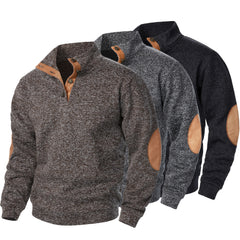 Men'S Long-Sleeve Casual Knit Shirt with a Stand Collar for Autumn And Winter, Suitable for Golf And Camping, Sold in a Set of Three