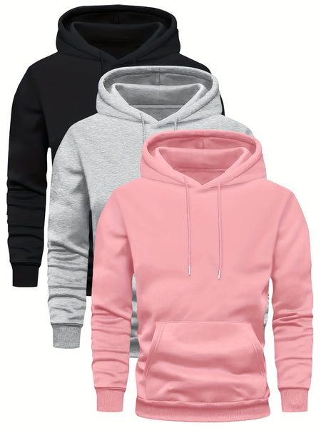 3 Counts Hooded Sweatshirt Men'S Light Version New Fleece Men'S Casual Versatile Fashion Trendy Brand Pullover Hoodie Mixed 3pcs Set