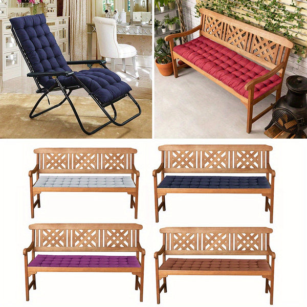 1pc Breathable Ventilated Sun Bed Recliner Bench Cushion with Waist Support, Thick Garden Seat Pad 162*52*10cm, Multi-Color Options, Long Bench, Seat Cushion, Contemporary Style