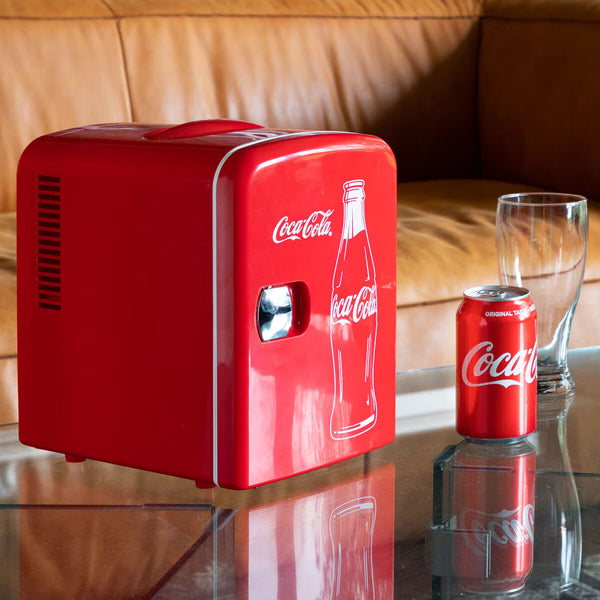 Coca Cola 4L Mini Fridge 6 Can Portable 12V Cooler / Warmer in Red