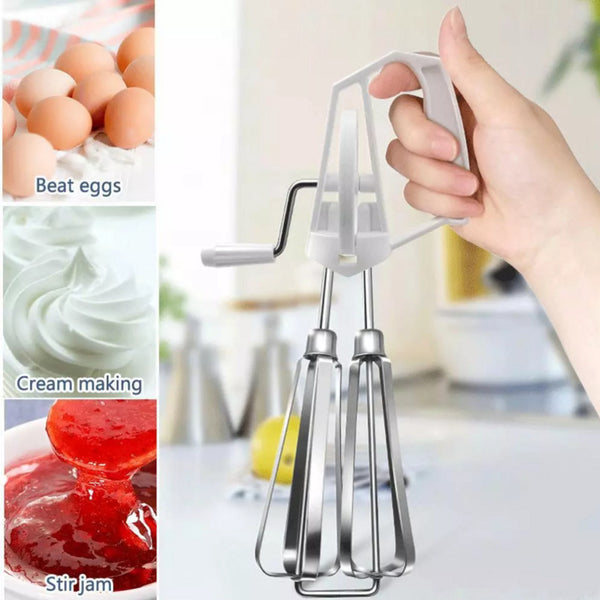 Manual Egg Whisk - Rotating Mixer for Cooking