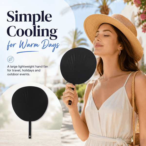 A2Z Large Hand Fan Lightweight Flexible Cooling Fan Portable Manual Fan Wide Surface Design for Travel Outdoor Events Holidays Summer Everyday Use