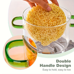 2pcs Glass Casserole Pot Suitable for All Stoves (Gas/Electric/Induction) - Thickened Heat-Resistant Shatterproof Soup Noodle Gravy Pot with Easy-Pour Spout & Even Heating Base, Heavy-Duty Glass Cookware for Home