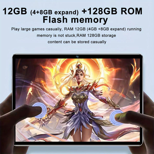 NEW Tablet Android 16 2 in 1 Tablet 10.1-Inch IPS Display 12GB RAM(4GB+8GB Expand) 128GB ROM, Support 1TB TF Card Extension, with Keyboard, Mouse, Stylus, Holder Case, 5G Wi-Fi & Wireless, GMS, Tablet, Pad