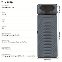 YUNSHAW Complete Body Massage Mat Featuring a Shiatsu Neck Massager, 3D Lumbar Support & Relaxation, Equipped with 10 Vibration Motors to Deeply Soothe Muscles, a Foldable Massage Mattress Suitable for The Neck, Back, Waist, Hips, And Legs, Making It an I