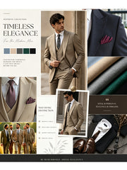 Fashion Men's Leisure Boutique Slim Fit Light Business Suit Set, Wedding Ball Dress Jacket + Vest + Pants 3pcs Suit.