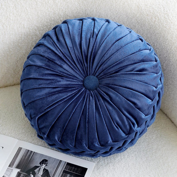 2/4pcs 3D Pumpkin Round Velvet Pleated Pillow Throw Soft Bolster Decorative Elegant Button Detail Textured Decor Waist Support Bolster Couch Sofa Chair Cushion Tatami deal for Bay Window, Floor Bedroom Living Room Lounge