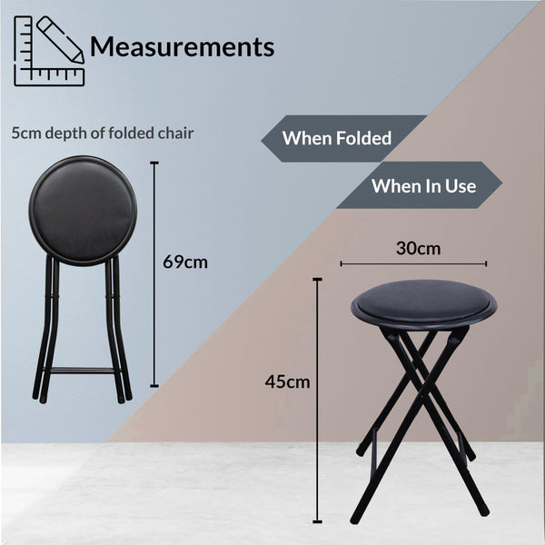 Standard Folding Stool – Durable & Compact Seating Solution Foldable Lightweight Portable - Available in Black or White
