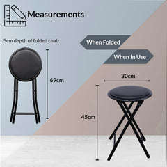Standard Folding Stool – Durable & Compact Seating Solution Foldable Lightweight Portable - Available in Black or White