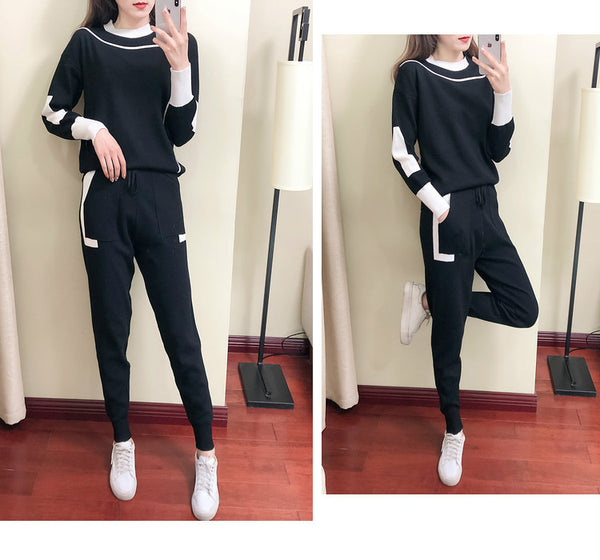 New Casual Checkered Sweater Set for Women - Trendy Style, Ideal for Spring, Autumn, And Winter