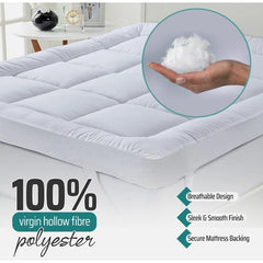 1pc Extra Thick Mattress Topper, Overfilled with 10cm Microfiber Filling with Deep Pocket, Plush Soft Pillow Top Mattress Topper Anti-Shift & Even Weight Distribution Single/Double/King/Super King