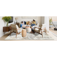 Capslpad Navy Blue Abstract Area Rug 200x300cm | Modern Short Pile Soft Faux Wool, Machine Washable, Non Slip, Minimalist Floor Mat for Living Room, Bedroom, Office, Kitchen Decor