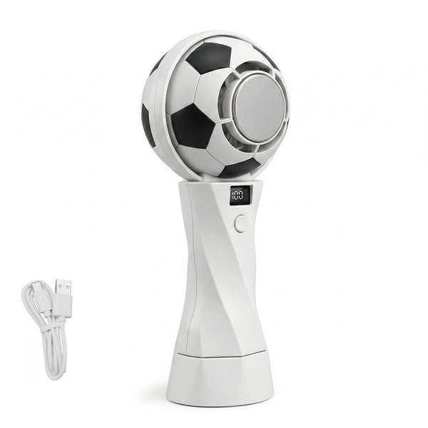 Portable Football Design Handheld Fan, USB Rechargeable Mini Fan, High-Velocity Portable USB Cooling Fan with Digital Display, Mini Soccer Desk Fan for Sports & Travel