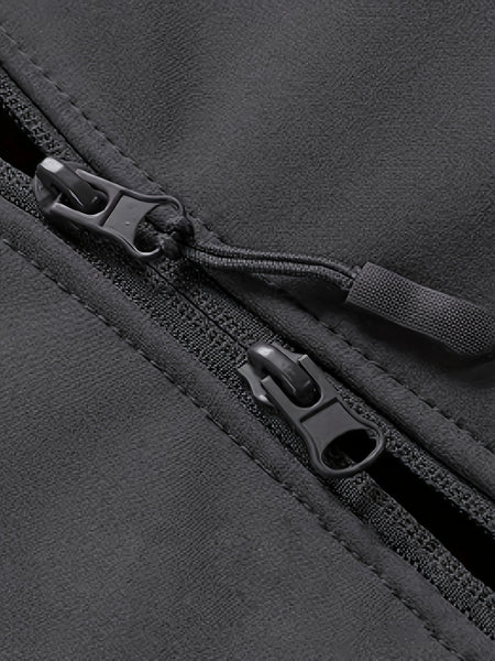 Men'S Winter Soft Shell Jacket with a Hood, Featuring Pockets And a Solid Color, Suitable for Outdoor Wear