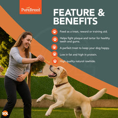 Pure Breed 50 Pack Chicken Dog Treats | Rawhide Twist Chew Sticks for Dogs & Puppies | Meaty Twist Dog Chews in Savoury Chicken Flavour | Low Fat, High Protein Dog Snacks | Long Lasting Puppy Chews for Training Rewards, Travel & Boredom Busting Indoor or