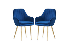 MOF Velvet Dining Chairs Kitchen Chairs Living Room Chairs with Sturdy Metal Legs Reception Chairs with Backrest and Padded Seat