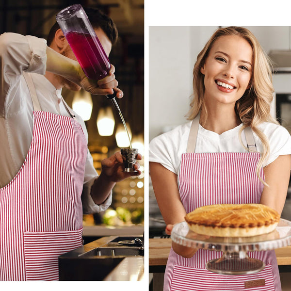 2PC Classic Design Striped Apron, Unisex Simple Criss Cross Apron For Kitchen Home Restaurant Coffee Shop Barbecue, Men's Workwear And Protective Clothing