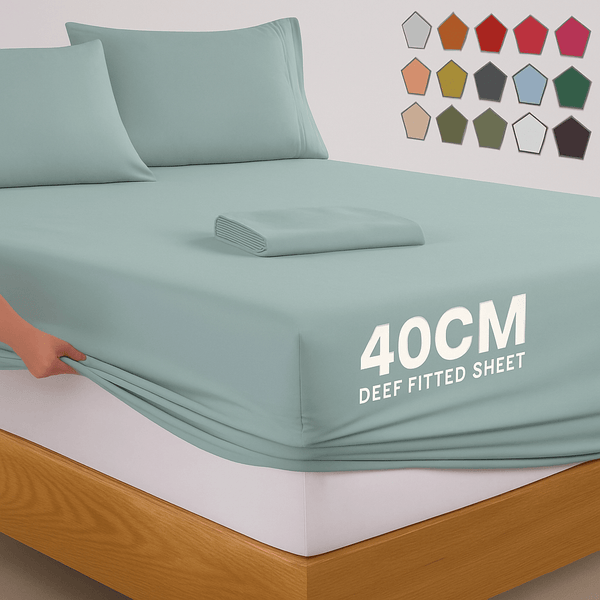 40 CM Extra Deep Fitted Sheets Single Double King Super King Size Bedsheets