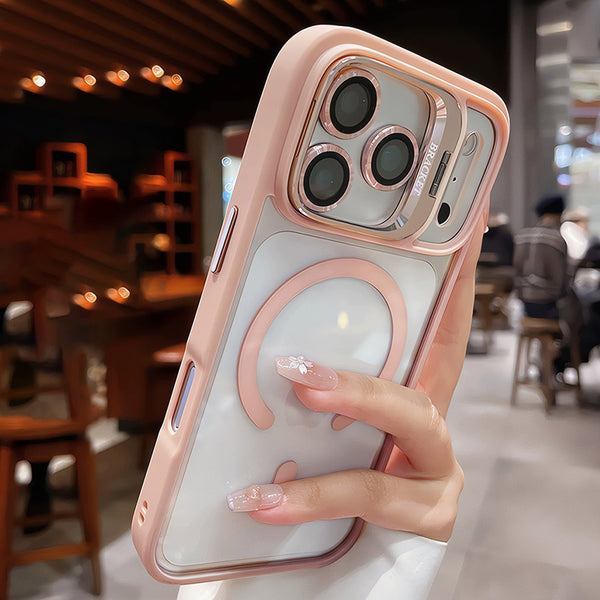 Phone Case - 2pcs (1pc Phone Case And 1pc Camera Lens Protector) Luxury Magnetic Shockproof Phone Case Compatible with Iphone 17, 16, 15, 14, 13, 12, 11 Pro Max Plus Air 16E, Featuring a Lens Holder And Glass Lens Protector