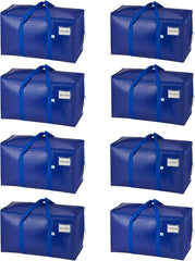 VENO 8 Pack Extra Large Moving Storage Bags with Zips, Heavy-Duty Organizer Tote, Moving Box Alternative, Packing Supply, Clothes Storage Bin, Tag Pocket for Label, Water-Resistant (Clear, 8 Pack)