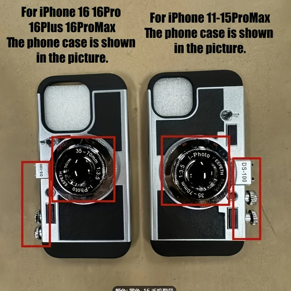 Phone Case: Creative Retro Camera Design Phone Case Women 3D Full Coverage with Detachable Strap Compatible with iPhone 11 12 13 14 15 16 17 Series Perfect Holiday Gift Idea