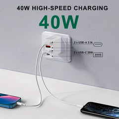 Innosinpo USB-C Power Adapter with Dual USB-C Ports, 40W High-Speed Charging, Compact Design for iPhone & Tablets, Compatible with Various Charging Cables, Plug & Play, Device Charging Solution, Modern Charging Hub, Durable Charging Port