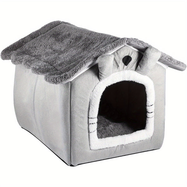 Portable Pet House Measuring 40*38*35CM, Suitable for Dogs And Cats. It Features a Removable Cushion, Making It a Warm And Cozy Cave for Puppies. This Washable, Foldable, And Soft Cube Design Offers Comfort And Multifunctionality for Your Pets