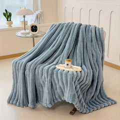1pc Thickened Blanket Soft And Comfortable Faux Rabbit Hair Reversible Blanket Thermal Fleece Blanket Nap Blanket Air Conditioning Blanket Office Outdoor Camping Gift Blanket Perfect For All Seasons