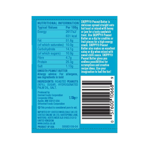 Skippy Smooth Peanut Butter, 1.13Kg