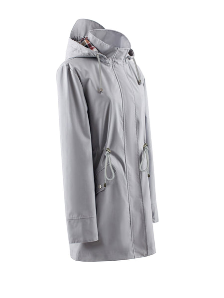 Drawstring Waist Hooded Zip Up Coat, Casual Long Sleeve Coat for Fall & Winter, Women's Clothing