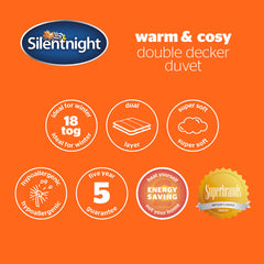 Silentnight Warm & Cosy Double Decker 18 Tog Duvet, Super King