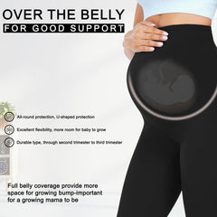 2pcs Women'S Cotton Maternity Leggings Over Bump | High Waist Pregnancy Yoga Pants | Super Soft & Stretchy Buttery Feel | Ankle Length Support Trousers for Expecting Mothers | UK Sizes 8-22 | Plus Size Comfortable Everyday Wear