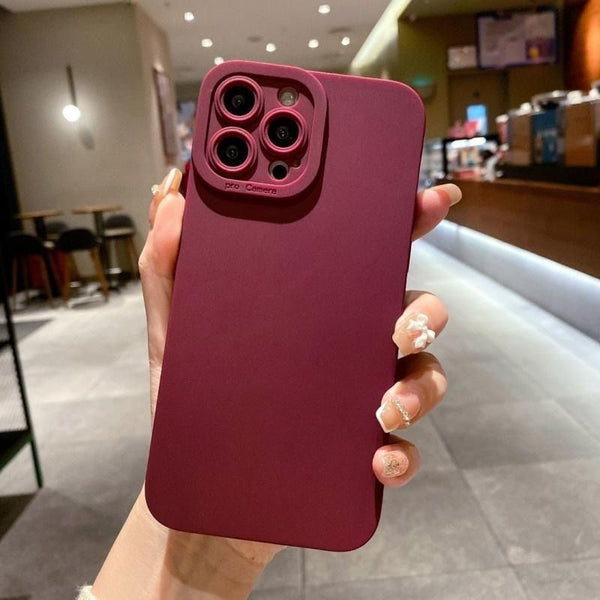 Matte Silicone Phone Case For iPhone 15 14 13 12 11 Pro Max XR XS X 8 7 14 15 Plus SE 2020 Camera Lens Portector Soft Cover
